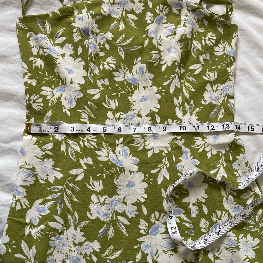 Monteau Women’s Dress Green White Floral Smocked Midi Spring Summer Easter Flowy - Picture 12 of 16